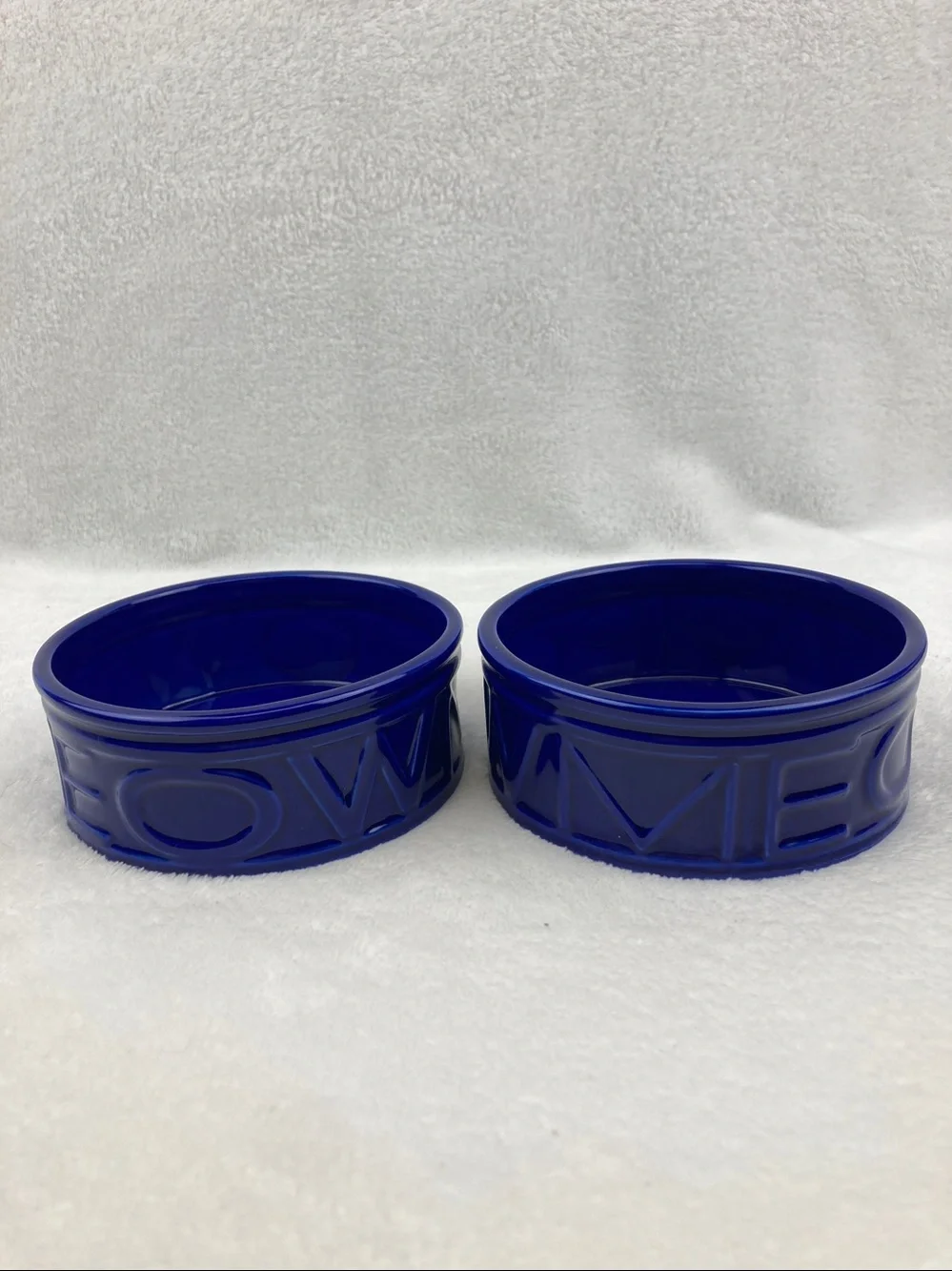 Cobalt Blue Meow Kitty Food Dishes Set of 2, 4.75” x 2”